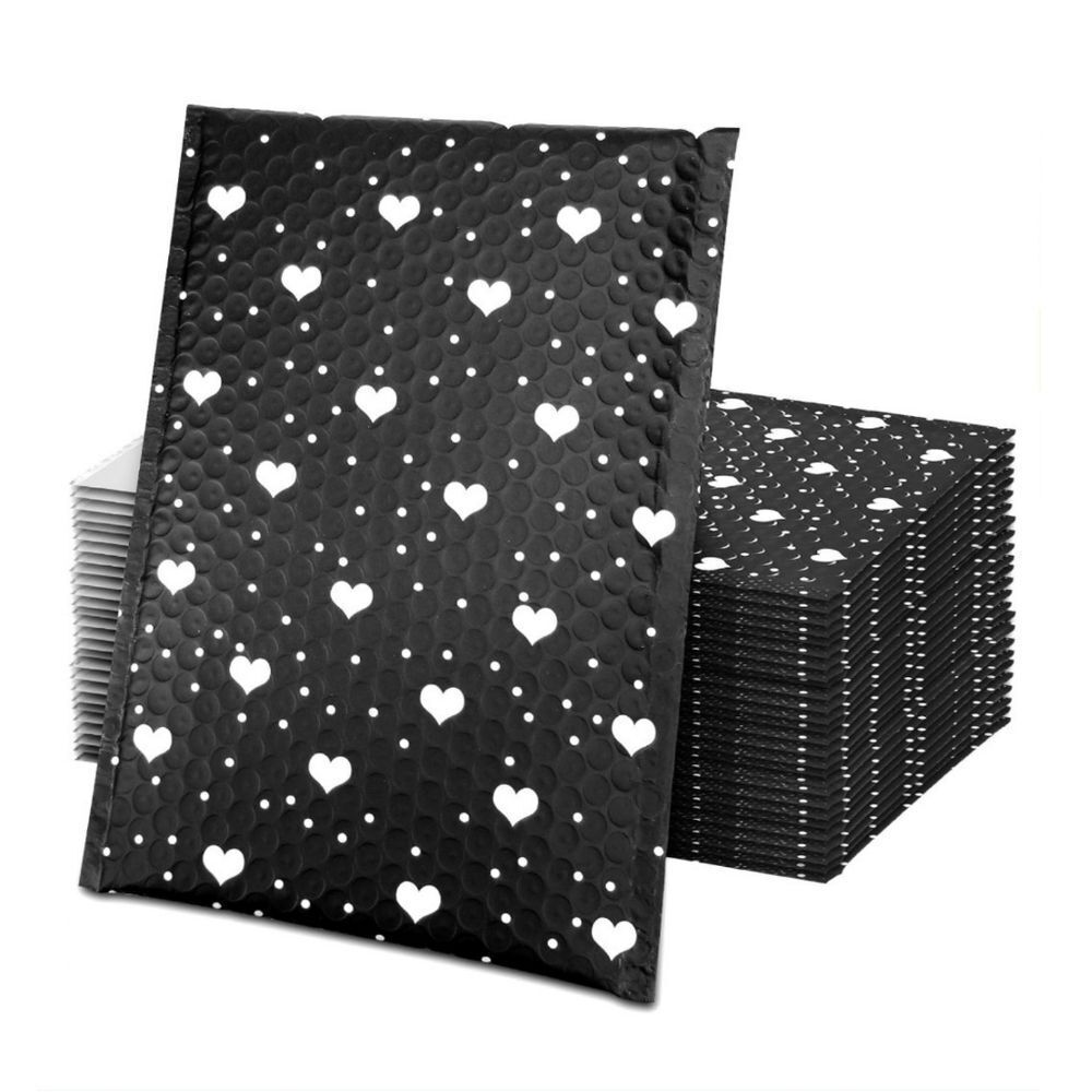 20- 6x9"Black & White Hearts Self Sealing Mailers 50 Sti…